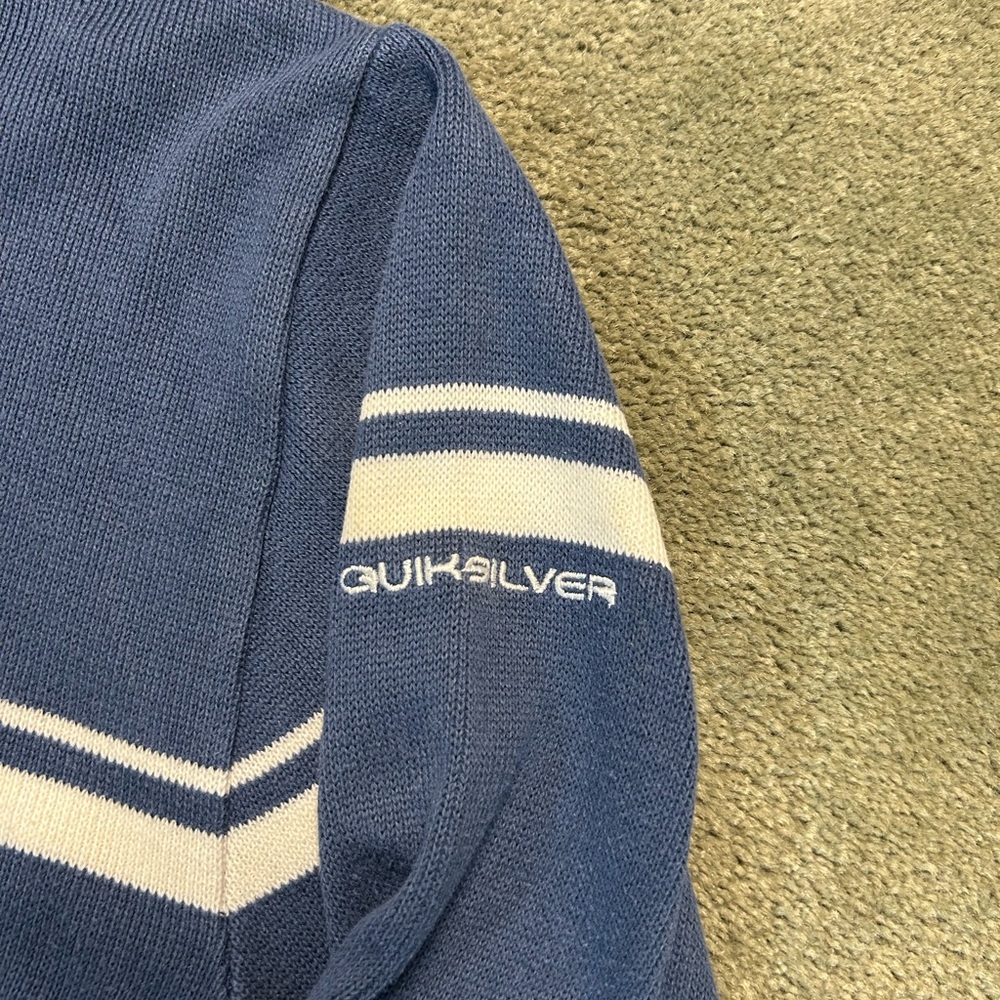 Vintage Y2K Quiksilver Ribbed Blue Sweater Surf Men’s Large Pullover Striped 90s - Picture 2 of 6